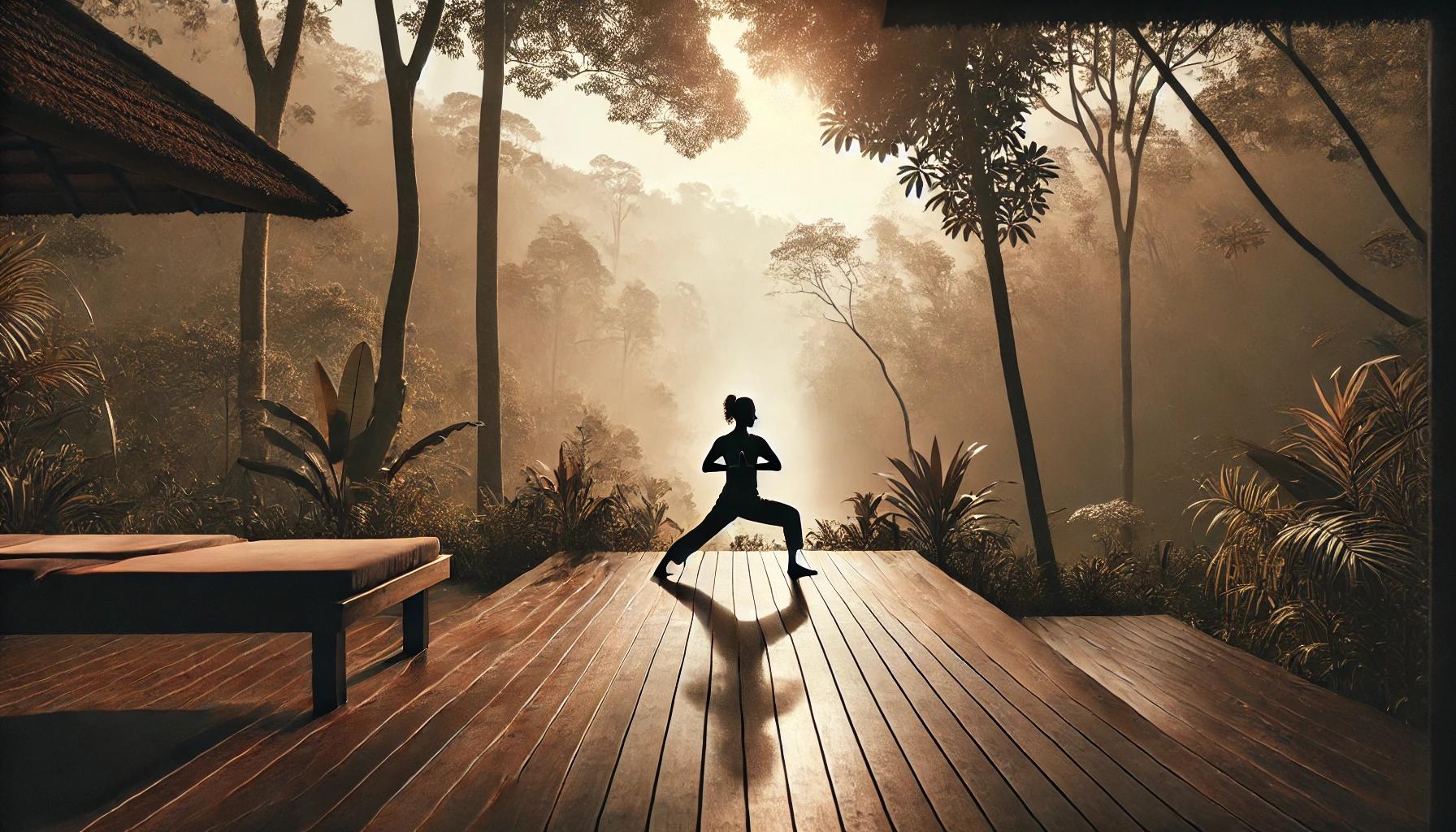 Práctica de yoga al amanecer